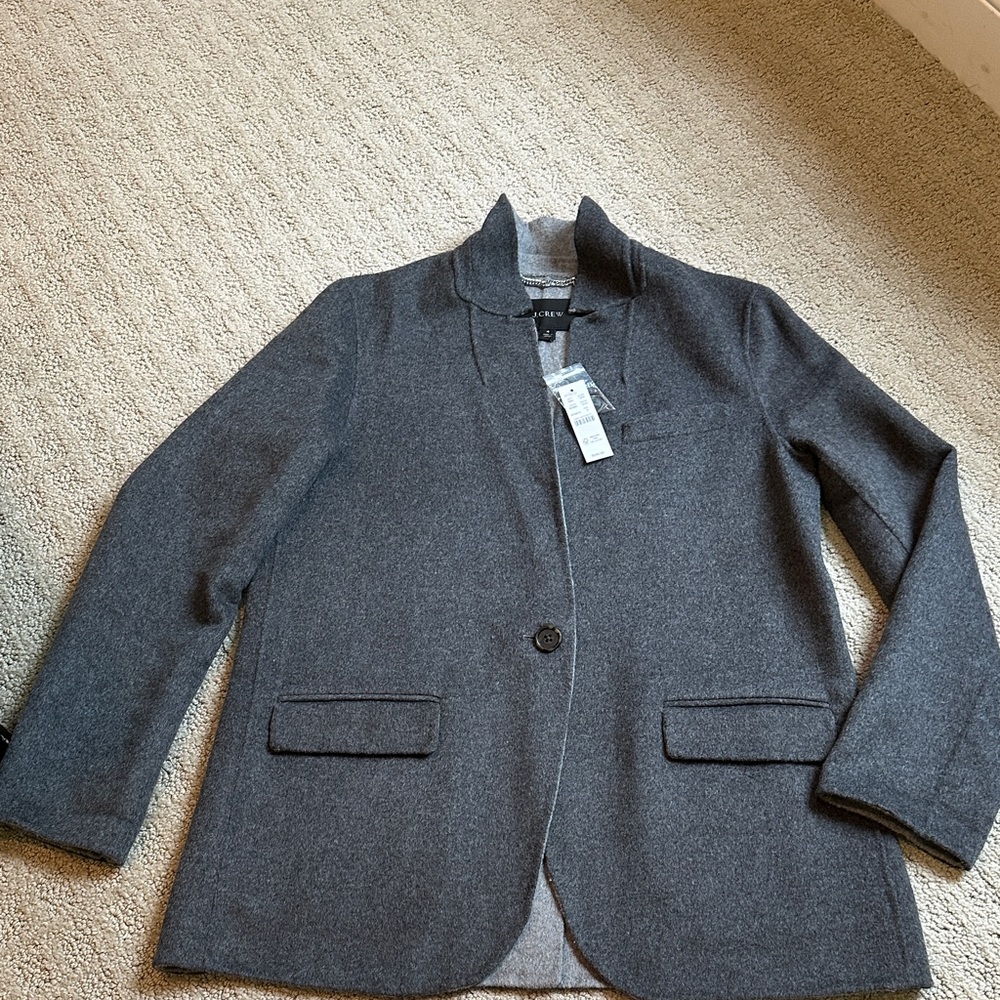NWT J.CREW Leighton Blazer Jacket Double Faced Wool Charcoal Gray 4